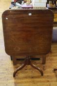 Victorian mahogany square snap top table on turned tripod base