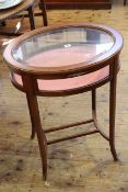Edwardian style inlaid mahogany oval bijouterie table
