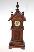 Continental penwork mantel clock, late 19th Century,