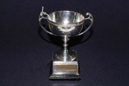 George V silver two-handled trophy, Birmingham 1931, engraved with DLI crest,