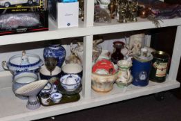 Toilet jugs and bowls, bells decanters, jugs, vases,