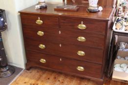 Victorian inlaid mahogany four height chest on bracket feet