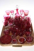 Large collection of Victorian and later cranberry glass