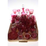 Large collection of Victorian and later cranberry glass