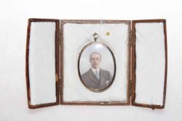 Early 20th Century brown leather cased miniature