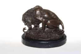 Modern bronze of a lion