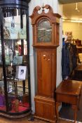 Pine 30 hour longcase clock with brass dial, Fran Marshall,