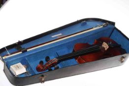 Violin, with two-piece back, in a case labelled Rushworth & Dreaper,