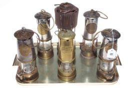 Collection of six various miners lamps