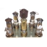 Collection of six various miners lamps