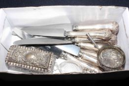 Twelve silver handled knives, silver trinket box,