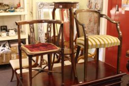 Cane backed occasional elbow chair,