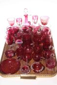 Quantity of Victorian and later cranberry glassware