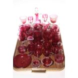 Quantity of Victorian and later cranberry glassware