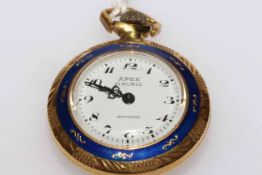 18 carat yellow gold and enamel lady's fob watch