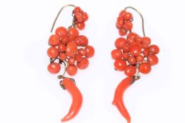 Pair of coral earrings
