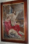 Victorian pine framed religious needlework