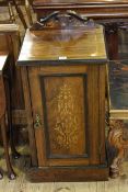 Victorian rosewood and satinwood inlaid pot cupboard