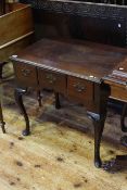 Period style mahogany three drawer lowboy on cabriole legs, 71.