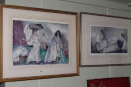 William Russell Flint, Balance and Interlude, two framed prints,