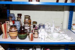 Collection of Aynsley china, West German pottery vases and jugs,