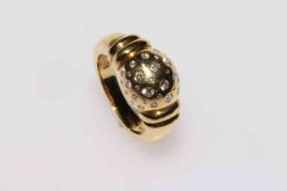 18 carat yellow gold and diamond bombé ring