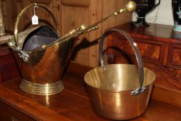 Brass embossed coal scuttle,