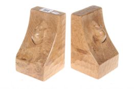 Pair of Robert Mouseman Thompson oak bookends