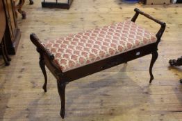 Edwardian mahogany duet stool on cabriole legs