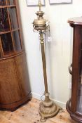 Brass reeded column standard oil lamp converted to electricity