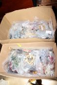 Two boxes of costume jewellery