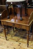Victorian mahogany ¾ gallery backed single drawer washstand on turned legs,