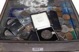 Elkington silver cased medallion and assorted coins
