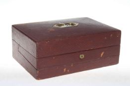 Leather bound fitted writing box with brass fittings