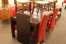 Rectangular extending dining table and four high back chairs