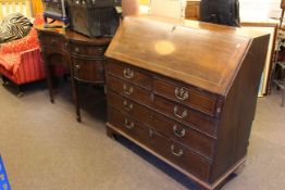 19th Century mahogany and ebony line inlaid shaped front six leg sideboard and 19th Century inlaid