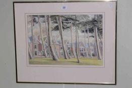 Baldwin, Trees and Buildings, watercolour, signed lower left, 33.5cm by 50.