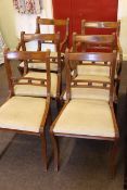 Set of six Regency style brass inlaid dining chairs including pair carvers