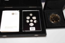 Set of silver proof 2008 UK coinage, in display box; and a 3.