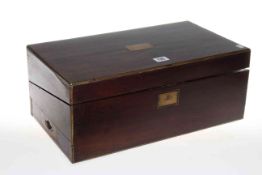 Victorian mahogany and brass inlaid writing box