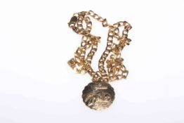 9 carat gold fob on a chain, stamped 375,