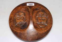 'Wise Owl' carved hand mirror,