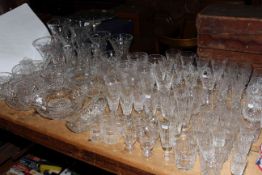 Large quantity of crystal and other glassware including vases, bowls, sundae dishes,