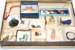 Box of costume jewellery, medal,