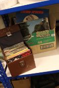 Box of LP records including Beatles,