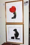 Mackenzie Thorpe, pair limited edition prints, She Loves Me and Waiting,
