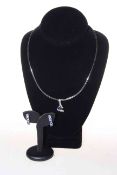 Tanzanite and diamond pendant necklace and pair of earrings,