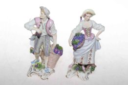 Pair of Continental porcelain figures in 18th Century dress