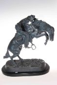 Large Spelter group of Bucking Bronco