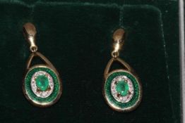 Emerald and diamond earrings